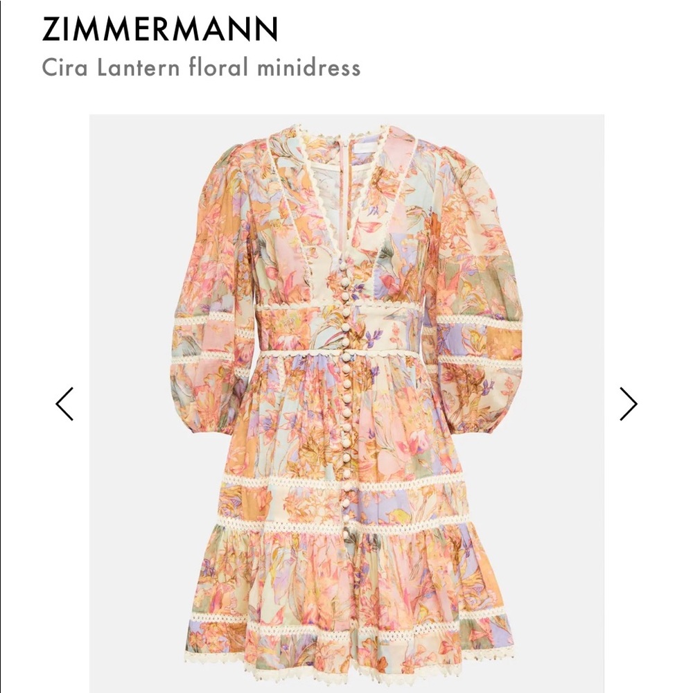 NWT Zimmermann Cira Lantern Floral Dress.